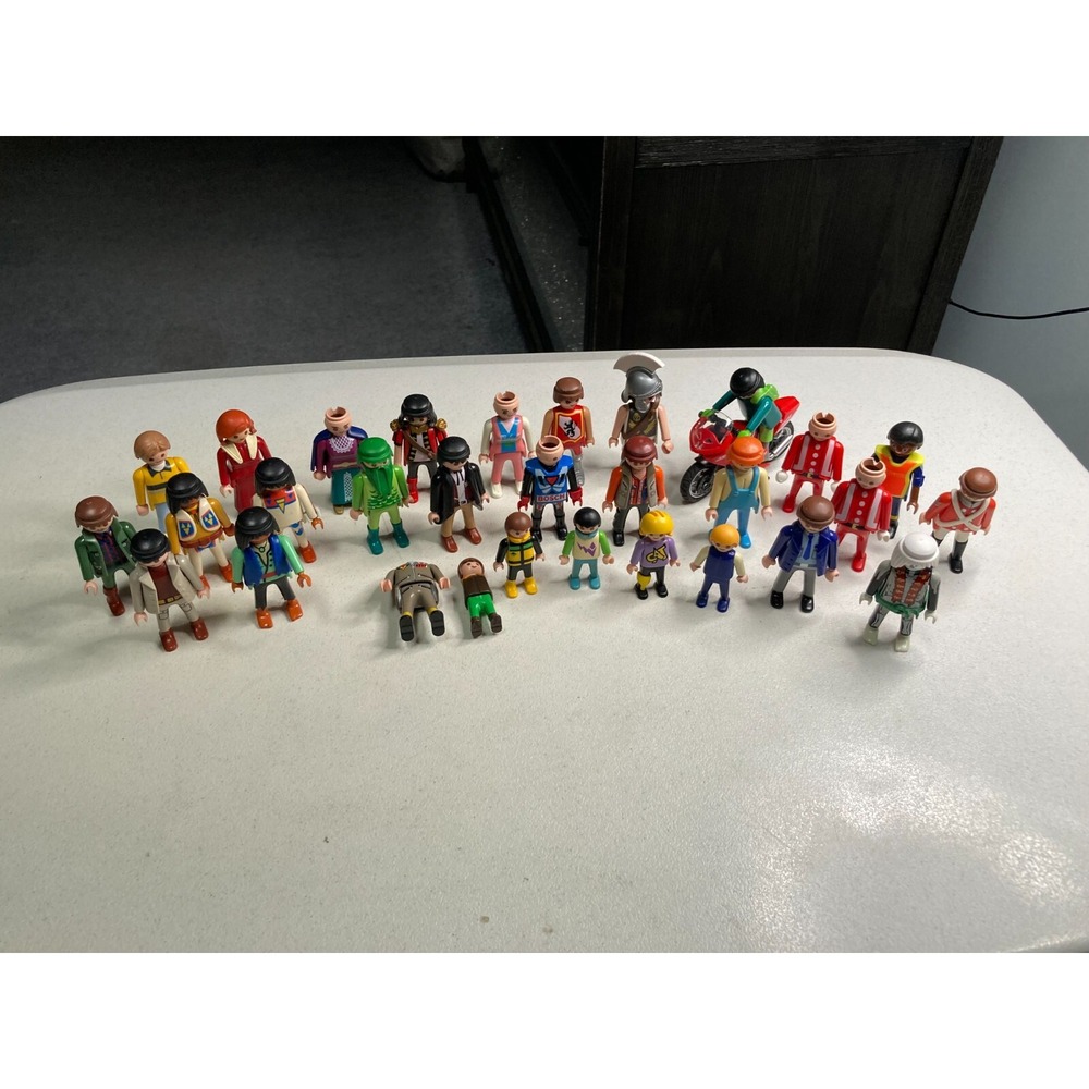 Vintage 70s to Modern Playmobil Figure Lot Of 28 People Geobra 1 Motor Bike